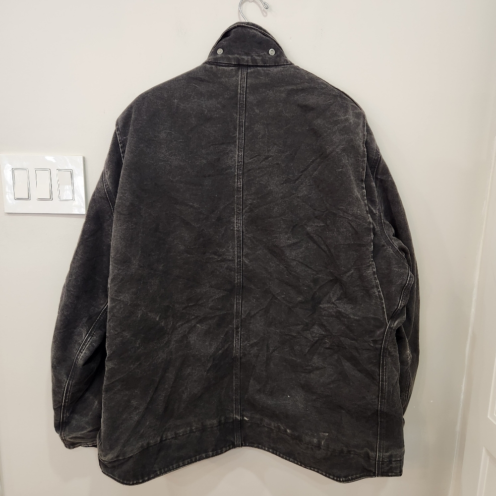 Vintage Carhartt Sherpa-Lined Ridge Jacket Canvas Faded Black C61 DKB Men’s 2XL - Picture 2 of 15